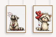 Valentine's Whimsical Raccoon Clipar, an Illustration by Libby Wishes (Thumbnail 3 of 7)