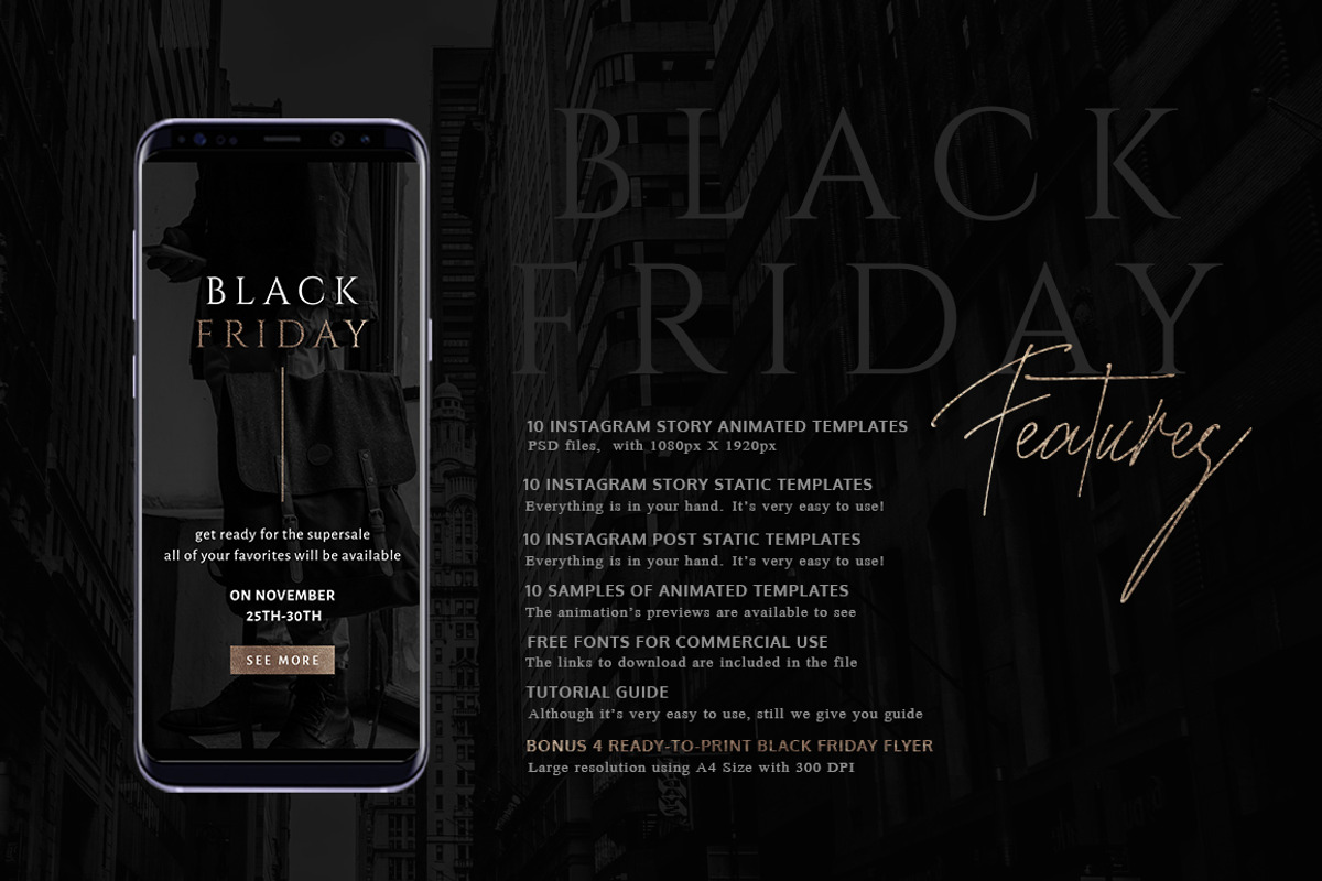 ANIMATED Black Friday Instagram Pack, a Social Media Template by Eviory (Photo 4 of 11)