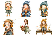 Winter Cottage Girl Watercolor, an Illustration by DreamArtGraphic (Thumbnail 3 of 5)