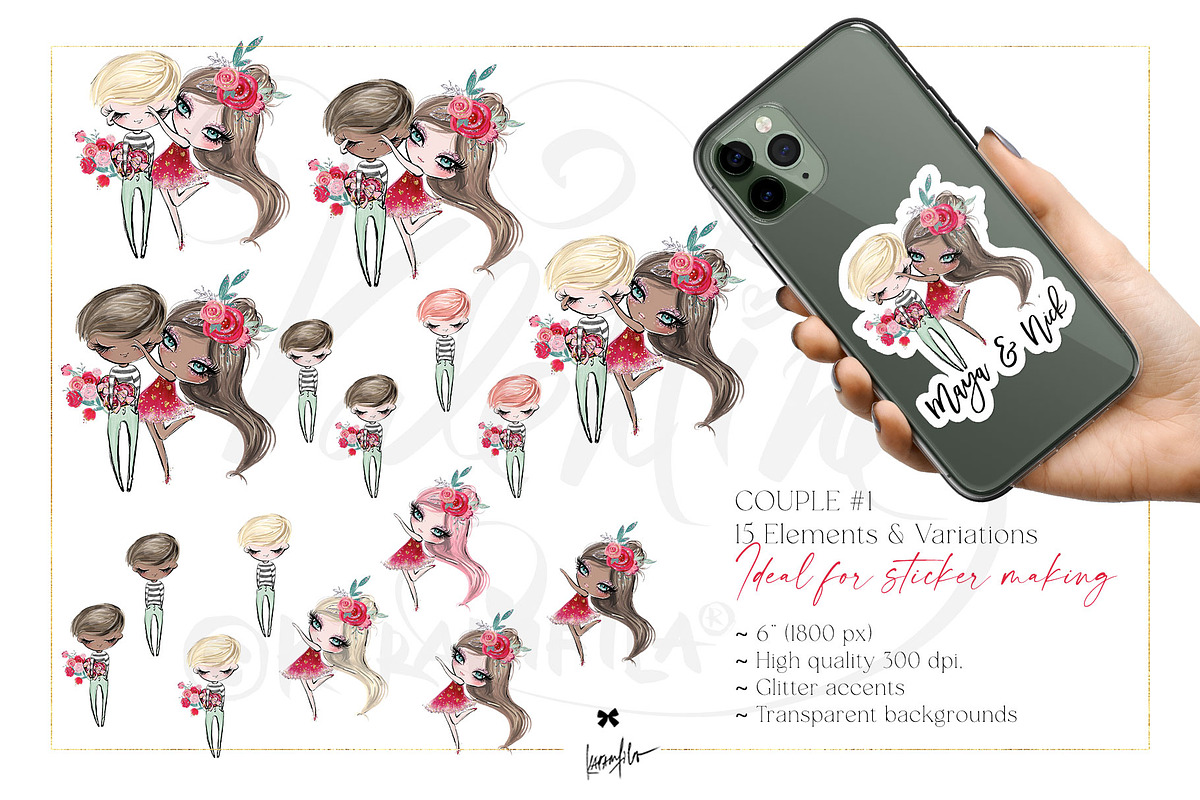 Valentine Love Couples Clipart PNG, a Seasonal Illustration by KaramfilaS (Photo 3 of 12)