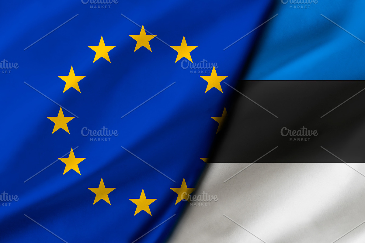 European Union and Estonia flag blend, an Object Illustration by Davizro's Market
