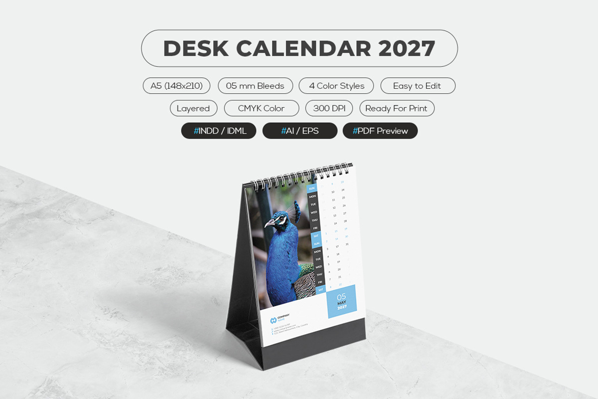 2027 Minimalist Desk Calendar, a Stationery Template by MstArtwork (Photo 3 of 6)