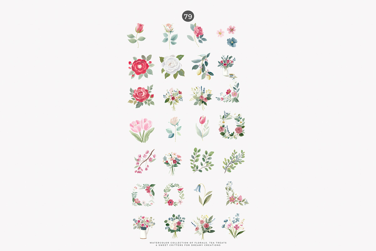 whimsical tea party clipart set, a Decorative Illustration by Patishop Art (Photo 6 of 10)