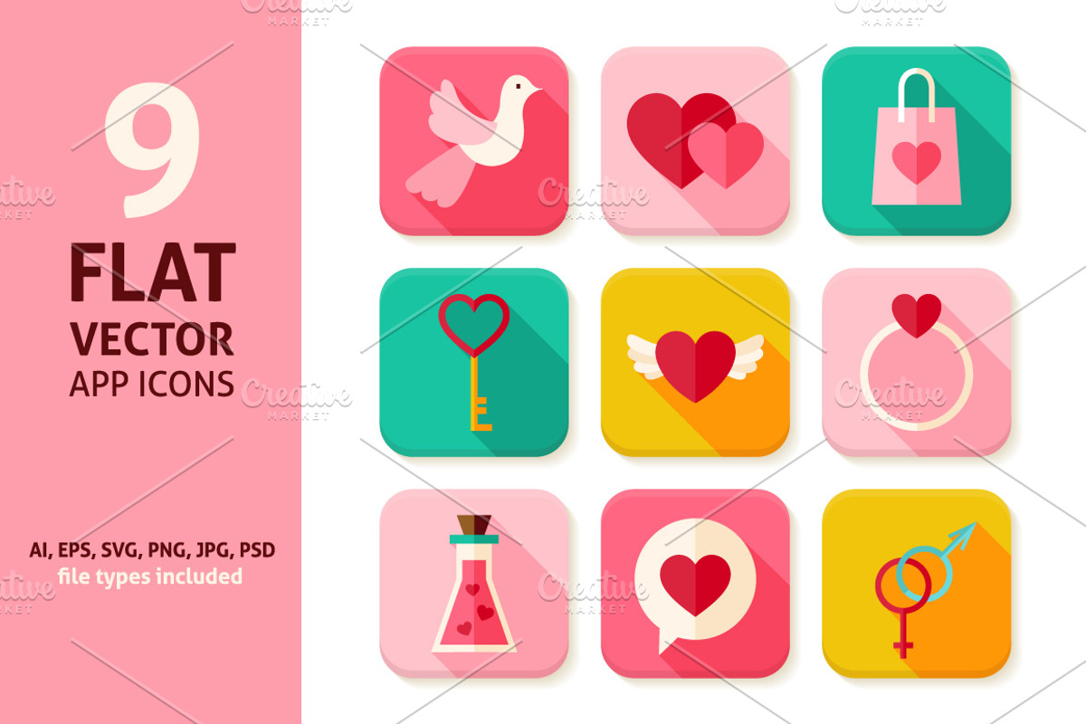 Happy Valentine's Day Vector Icons, a Seasonal Illustration by Anna_leni (Photo 3 of 3)