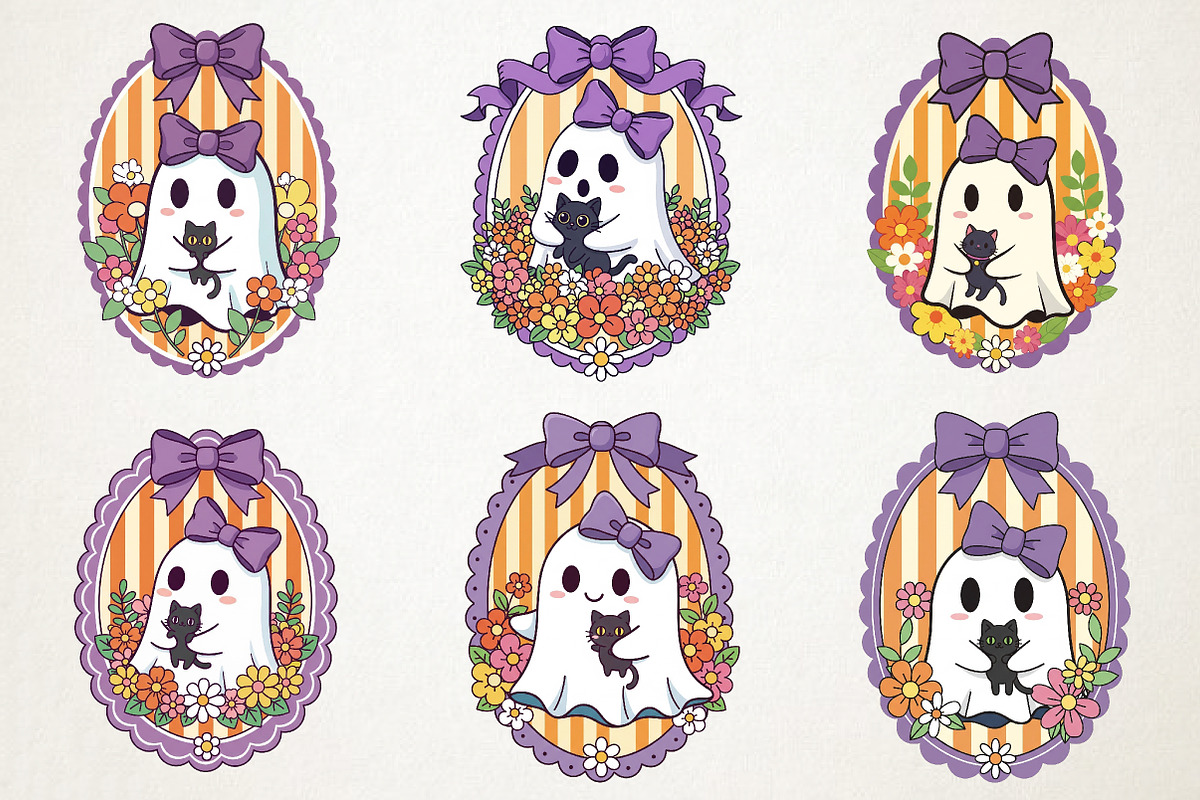 Girly Ghost Cat PNG, Preppy Spooky P, an Illustration by RobertsArt (Photo 3 of 4)