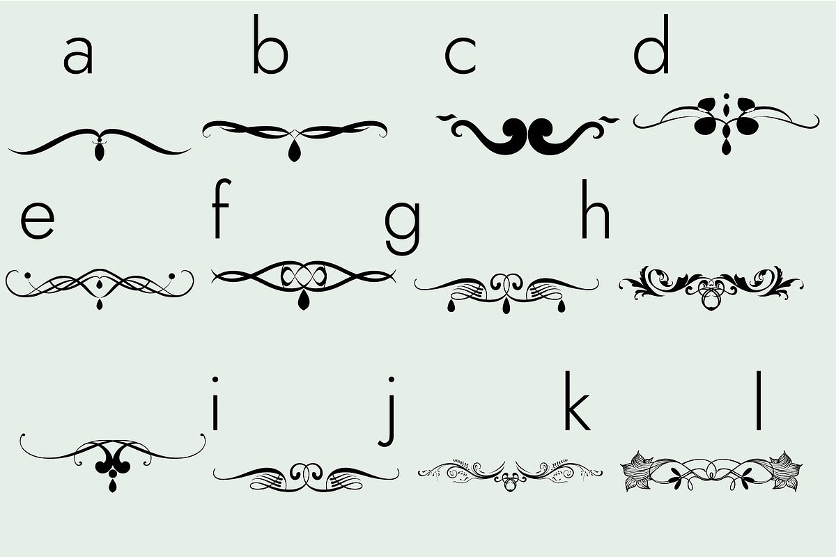Flourishes Dividers &Swirls Dingbats, a Symbol Font by Minimalartstudio (Photo 5 of 9)