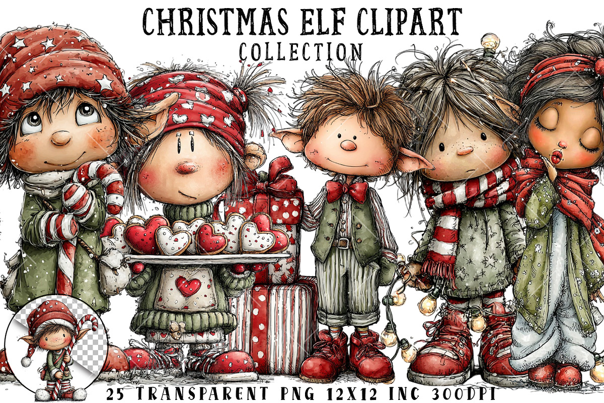 Christmas Elf Clipart, an Illustration by OK Design (Photo 1 of 6)
