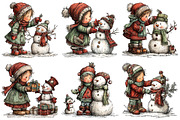 Christmas Girl & Snowman Clipart, an Illustration by Craft Nest (Thumbnail 9 of 10)