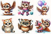 Watercolor Funny Owl Clipart, an Illustration by OK Design (Thumbnail 5 of 5)