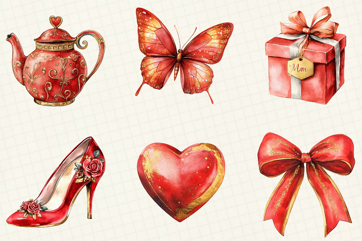 Red Mother's Day Sublimation Clipart, an Illustration by OK Design (Photo 4 of 5)