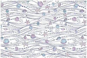 SEA WAVES Seamless Patterns. Set 1