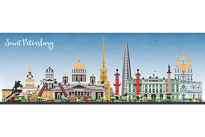 Saint Petersburg Russia city skyline, an Illustration by Booblgum