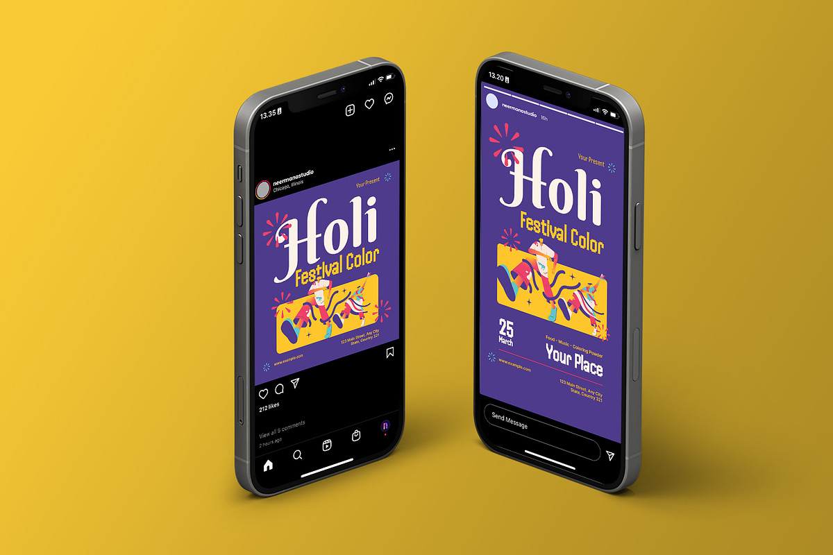 Purple Holi Festival Color Flyer, a Flyer Template by Neermana (Photo 4 of 4)