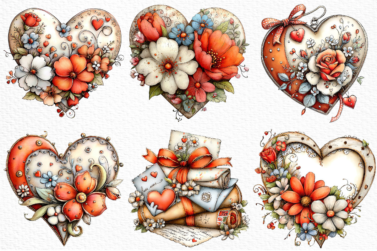 Victorian Valentine Bundle Clipart, an Illustration by Craft Nest (Photo 7 of 7)