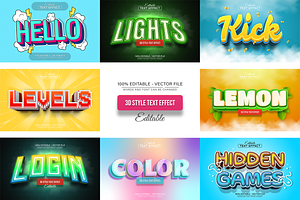 3D Text Effects Collection Vol 32, a Graphic by Aglonemadesign