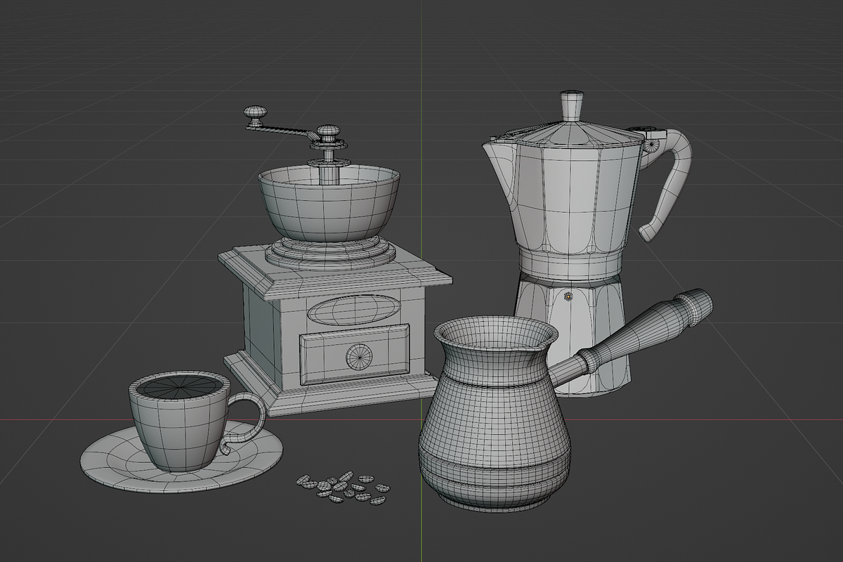 3D set of objects for making coffee., a Food & Drink 3D Model by FoxyDraw (Photo 4 of 5)