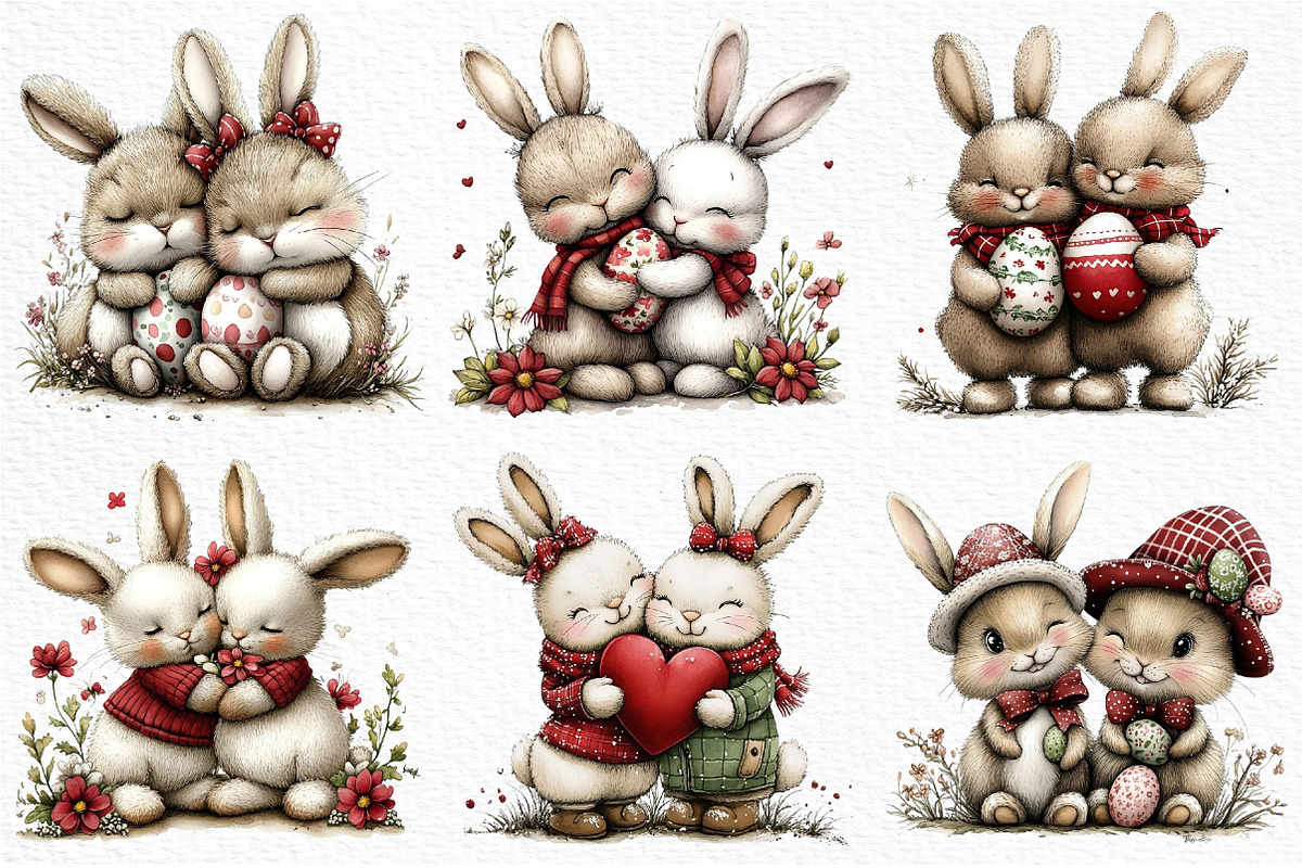 Whimsical Easter Bunny Couples PNG, an Illustration by Craft Nest (Photo 3 of 8)