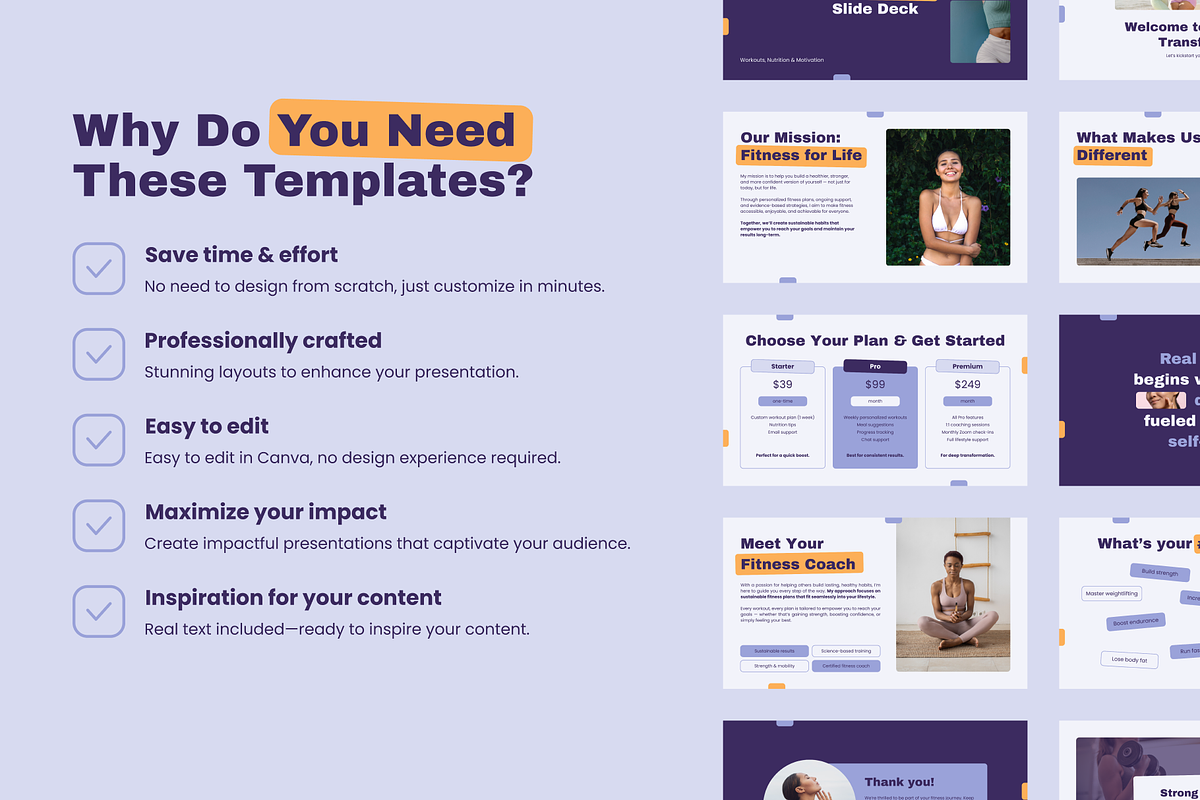 Fitness Coach Slide Deck Template, a Presentation Template by Mirely Creative Co (Photo 4 of 9)