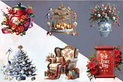 Christmas Chinoiserie Clipart Bundle, an Illustration by SVGArt (Thumbnail 8 of 8)