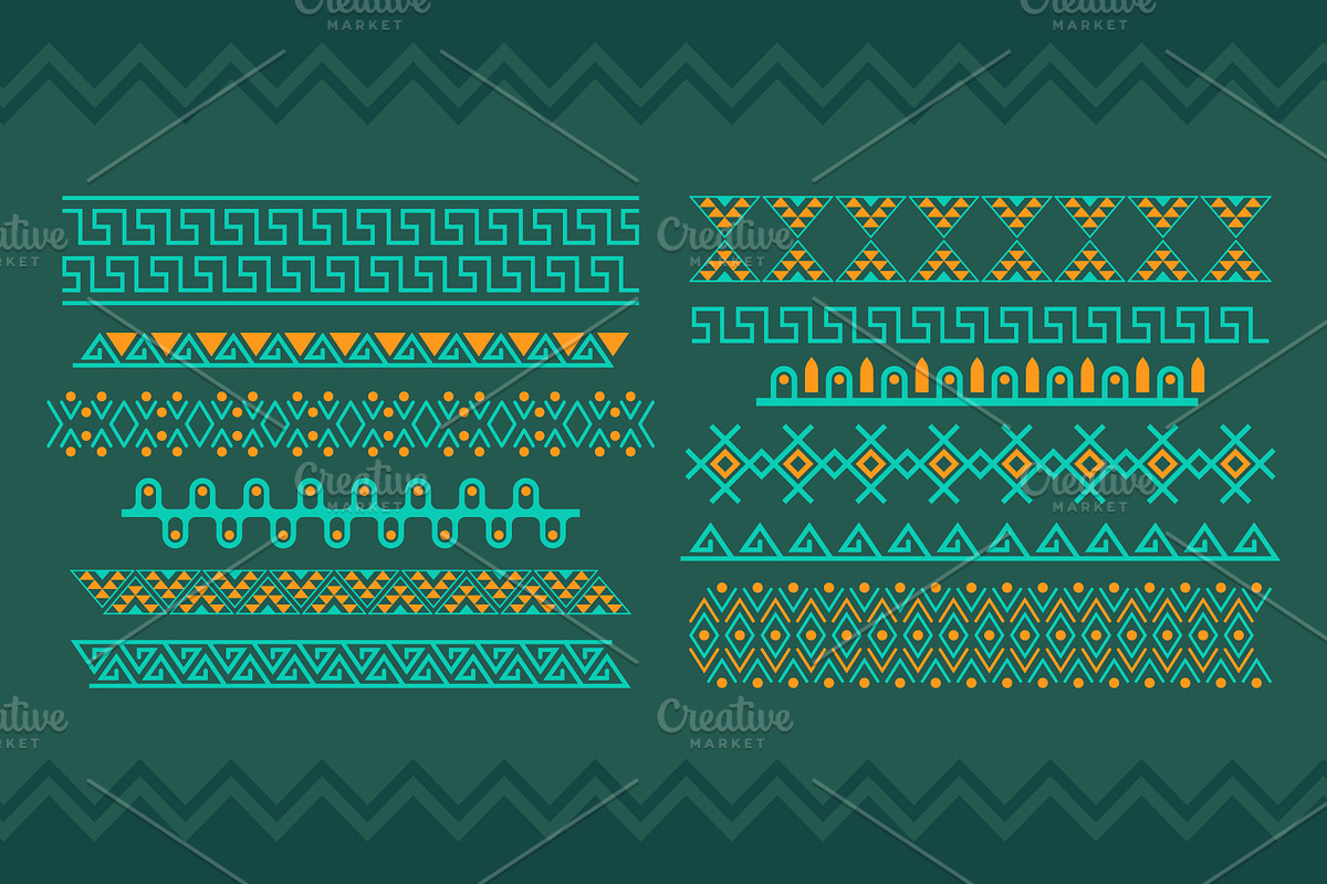 12 Aztec Pattern Lines, a Decorative Illustration by UoaHH (Photo 2 of 2)