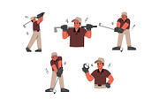 Golf Man Character Vol 1, a Sport Illustration by SLAB! Design (Thumbnail 2 of 3)