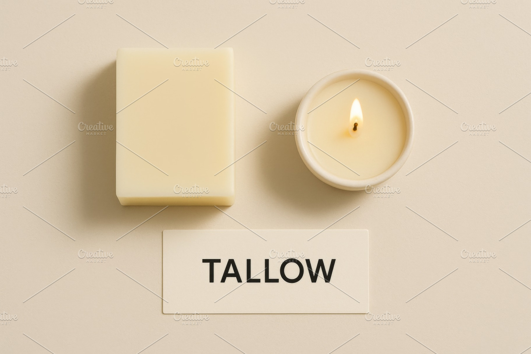 Tallow candle and soap with text car, a Photo by Dvoevnore photos