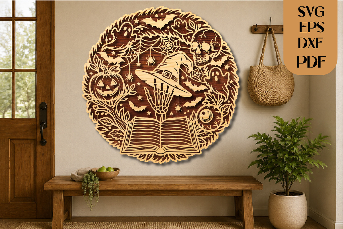 Halloween Witch Spell Book Laser Cut, an Object Graphic by DreamCafeArt (Photo 2 of 4)