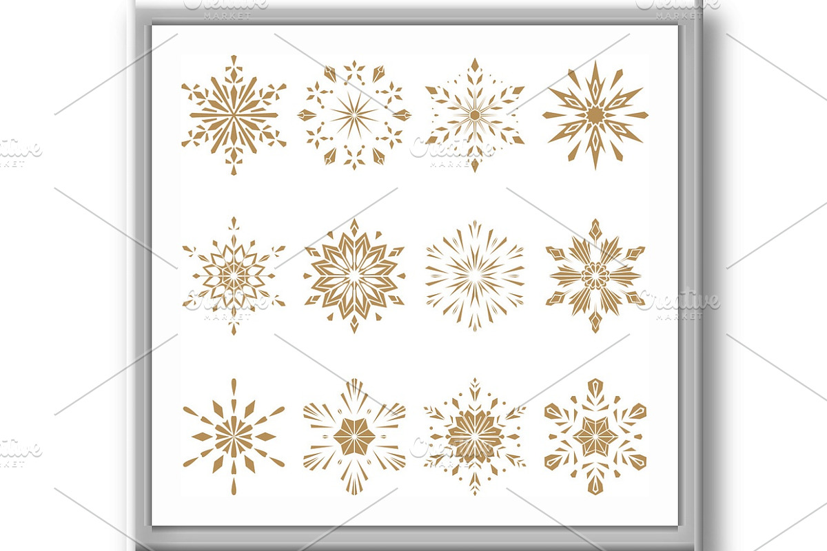 Snowflakes gold icon collection, an Outline Icon by RODINA (Photo 3 of 3)