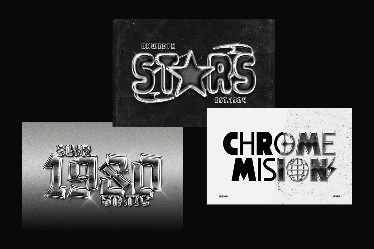 Chrome Metallic Text Effect, a Layer Style Add-On by Matsero (Photo 2 of 4)