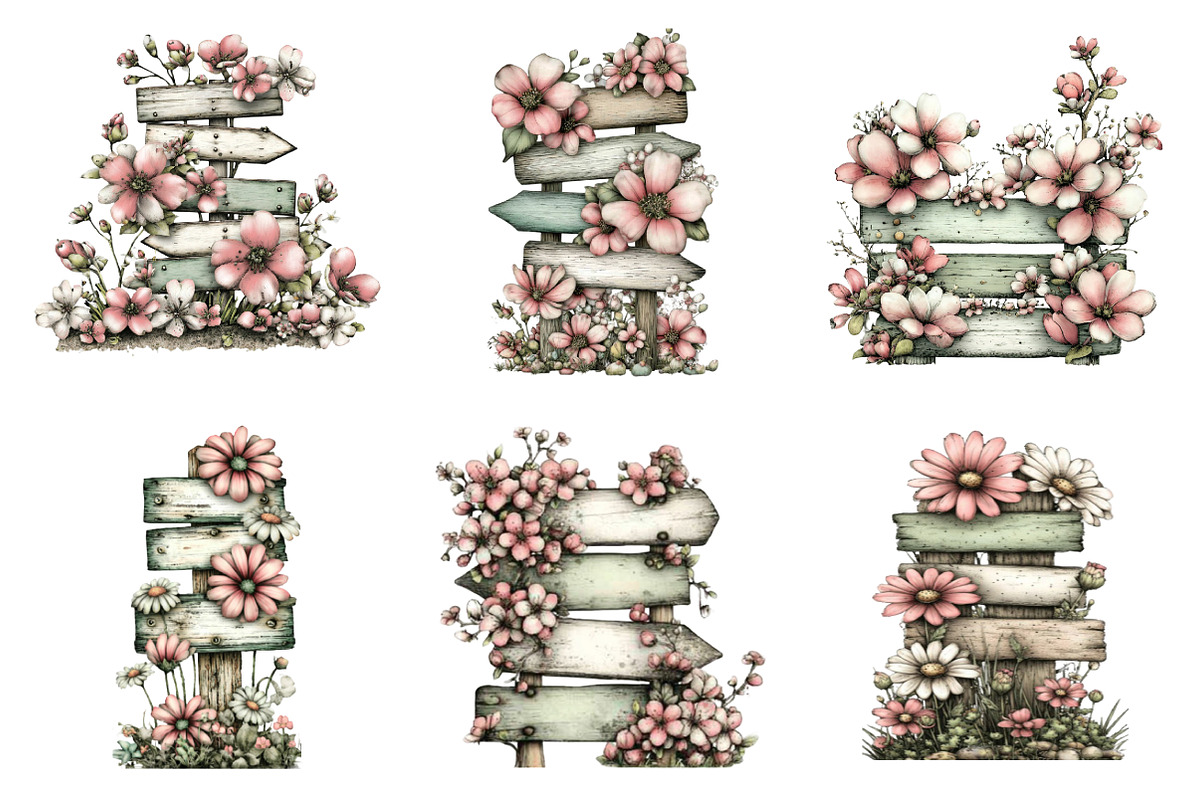 Flowers Spring Singpost Clipart, an Illustration by SinaCreation (Photo 3 of 11)