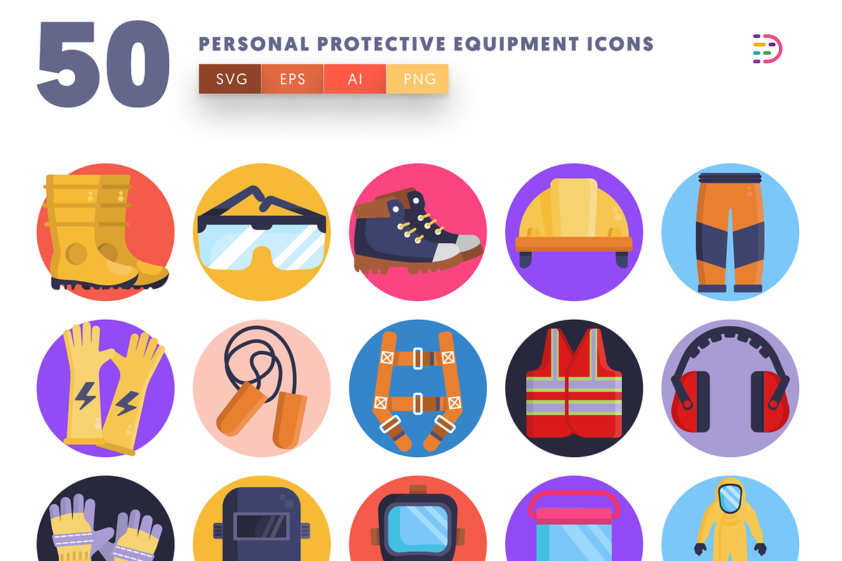 50 Protective Equipment Icons, an Outline Icon by Dighital (Photo 5 of 9)