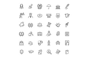 Law and Justice icons, an Object Illustration by Tettygreen