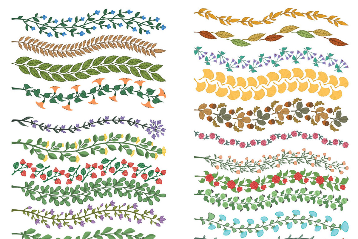 Color floral brushes and elements AI preview 5