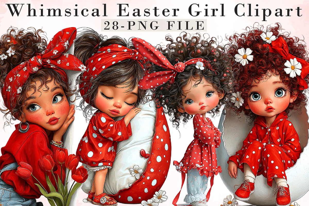 Whimsical Easter Girl Clipart, an Illustration by Libby Wishes (Photo 1 of 8)