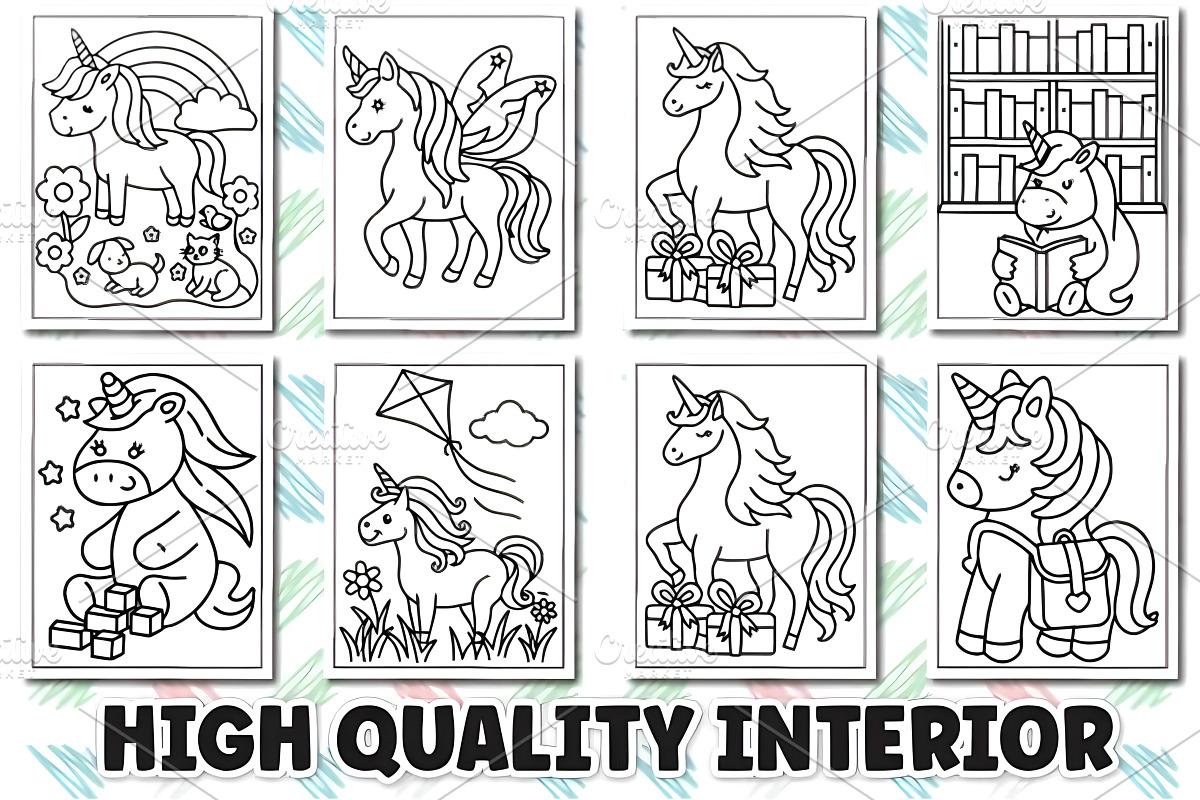 Cute Unicorn Coloring Book for Kids, an Animal Illustration by Design Station (Photo 3 of 8)