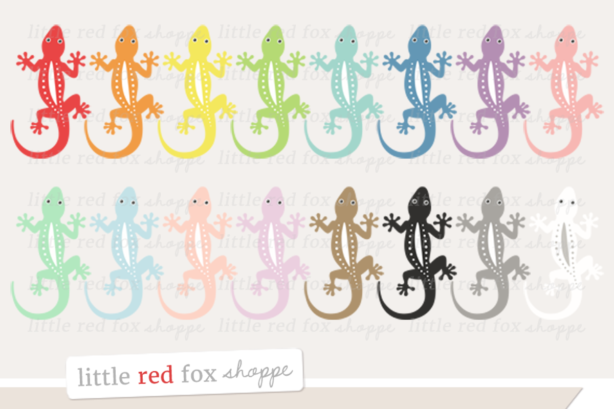 Gecko Clipart, an Animal Illustration by Little Red Fox Shoppe