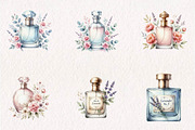 Vintage Perfume Bottles Watercolor, a Seasonal Illustration by CreationArt (Thumbnail 2 of 8)