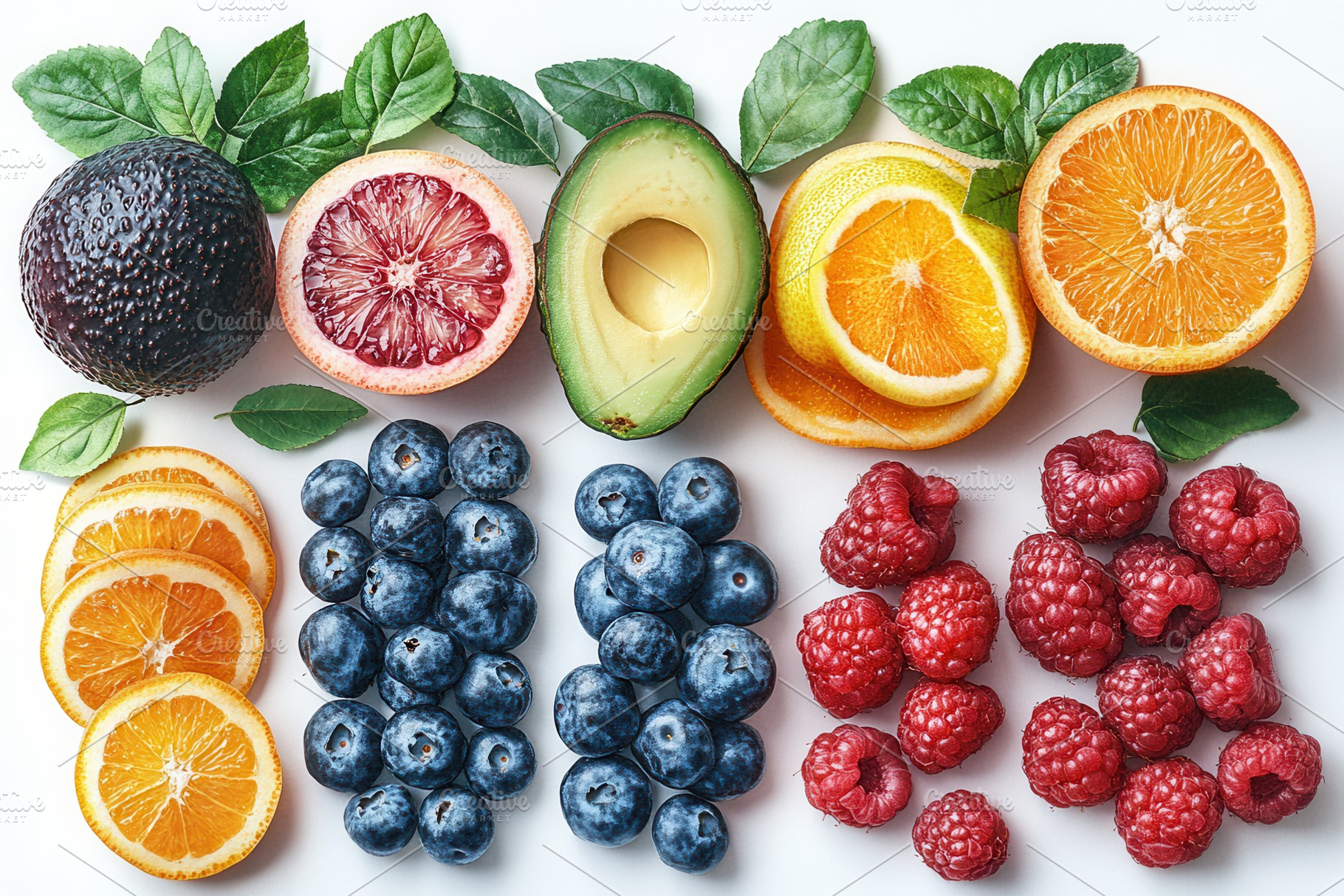 Bright, colorful assortment of fresh, a Photo by Tanuart