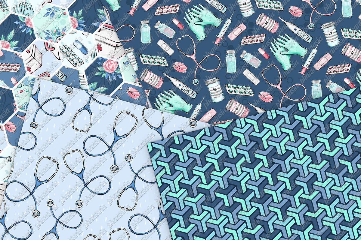 Medical Digital Papers, a Pattern Graphic by Phantasia Design (Photo 4 of 5)