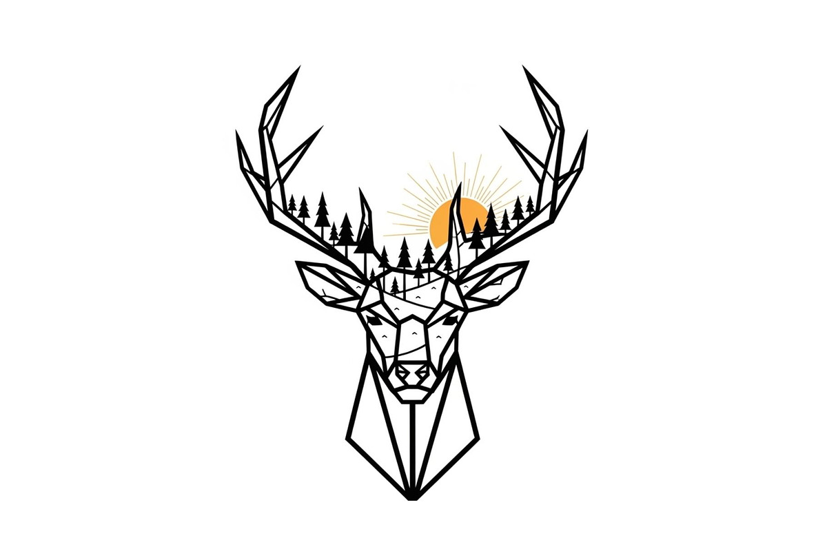 Artistic Geometric Deer Head Bundle, an Illustration by yasushie (Photo 4 of 31)