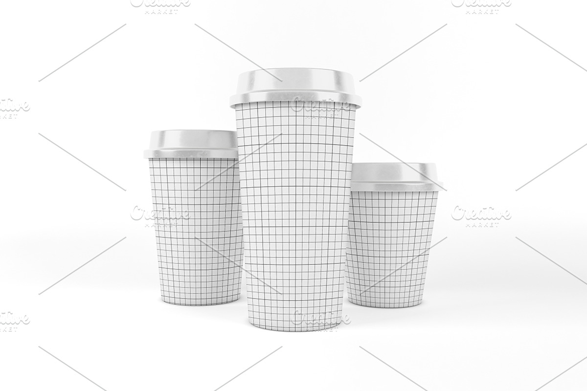 Three Sizes Coffee Cup Mockup, a Cups & Container Mockup by Qaleb Studio