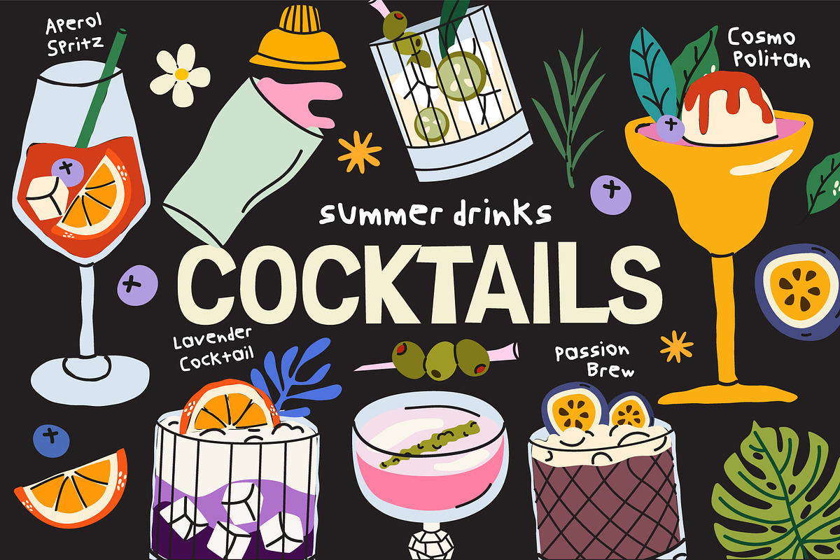 Summer Cocktails & Drinks Collection, a Food Illustration by Luamor (Photo 2 of 6)