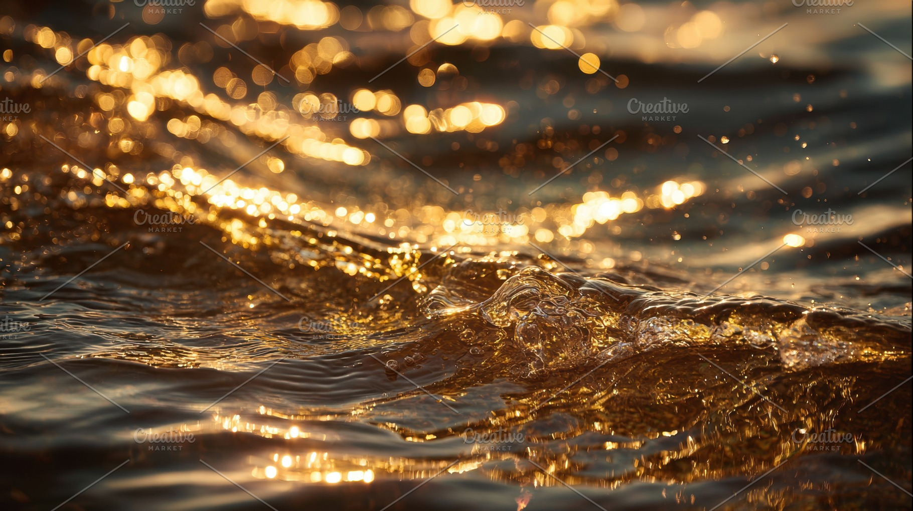 Golden reflections on water surface, a Photo by Beautiful things