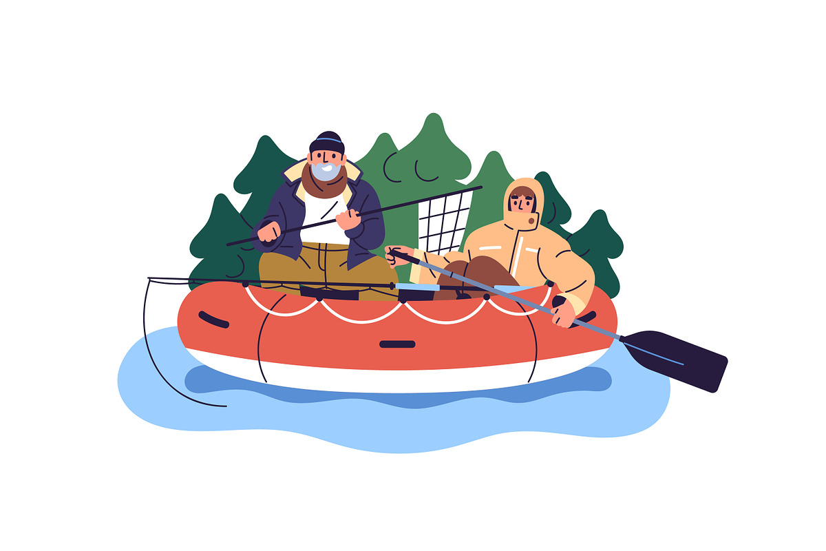 Fishermen catch fish, fishing set, a Person Illustration by PaperTrident (Photo 6 of 9)
