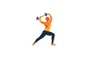 Strong athlete lifting a barbell in, an Illustration by designvectx
