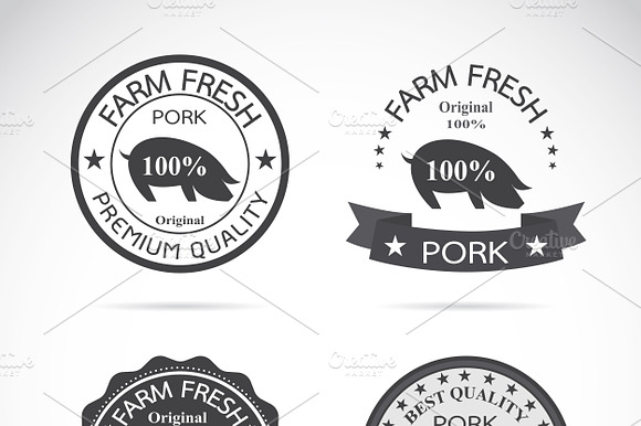 Set Of Vector Pig Label