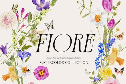 FIORE Bright watercolor flowers, a Decorative Illustration by Grace Noboa Illustrations