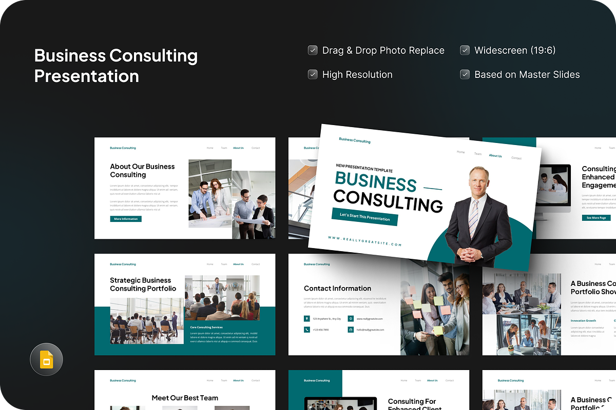 Business Consulting Google Slide, a Presentation Template by SquidPixey (Photo 1 of 7)