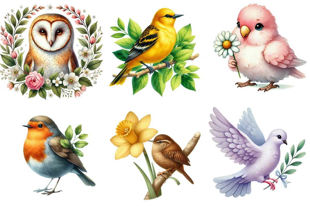 Spring Vibrant Birds Clipart, an Illustration by Sublimation Artist (Photo 2 of 6)