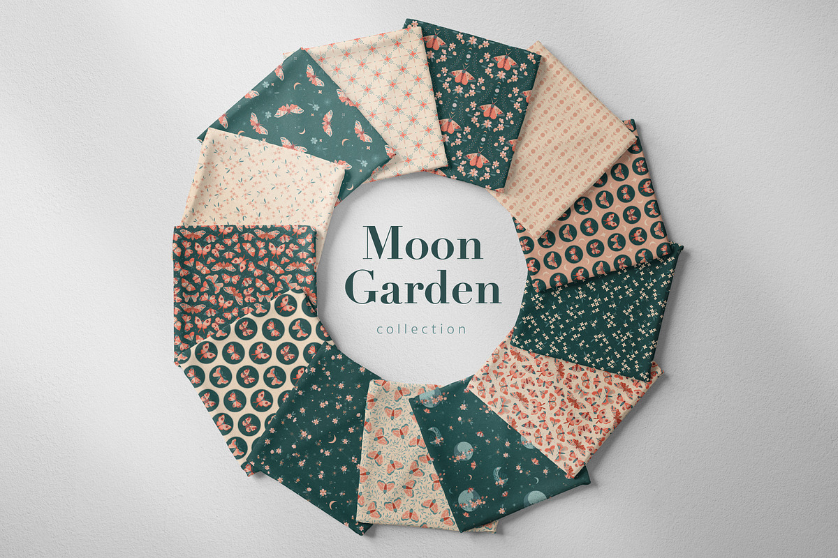 Moon Garden pattern & clipart, a Pattern Graphic by @olga.angelloz (Photo 15 of 16)
